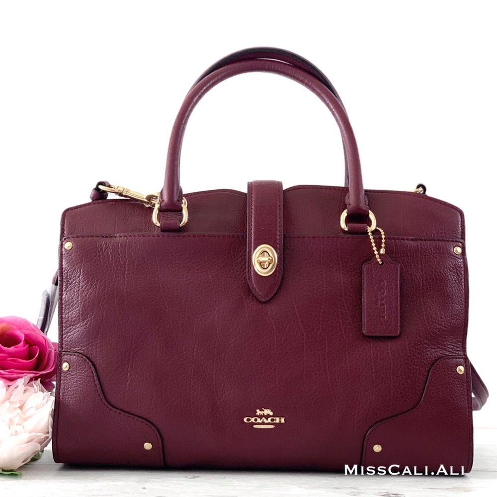 NWT COACH Mercer 30 Satchel Crossbody Bag Burgundy